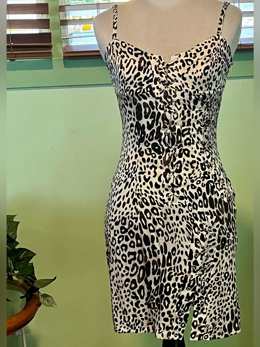 Marciano Black and White Leopard Slip Mini Dress